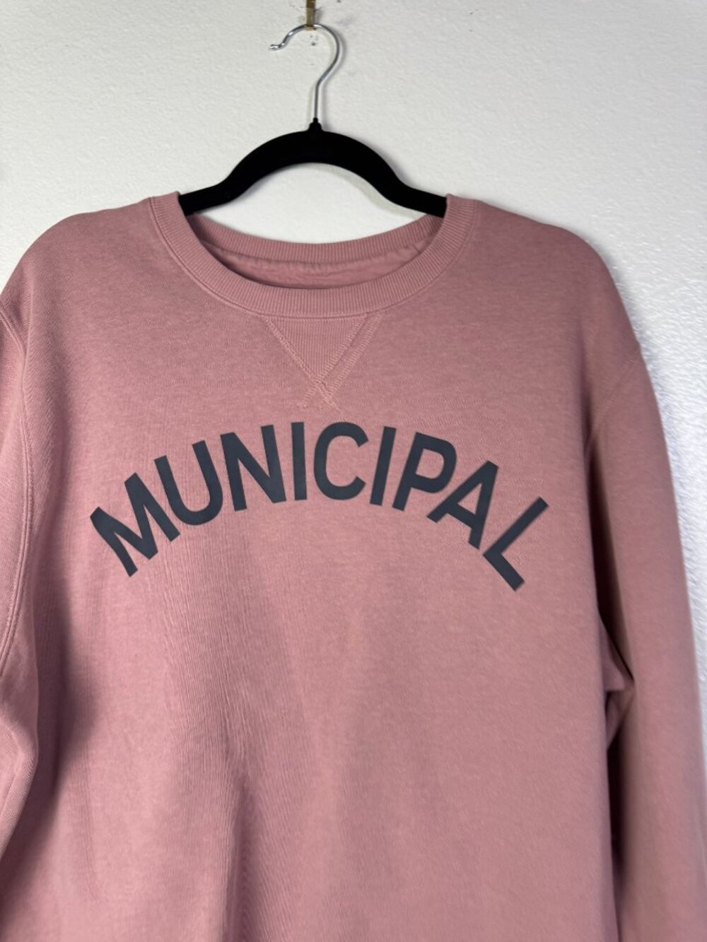 Municipal Mauve Pink Crewneck Sweatshirt Men size XL Cotton Blend Athleisure - Picture 9 of 12